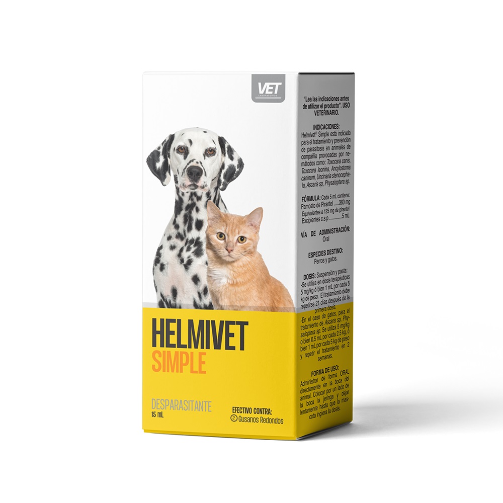 DESPARASITANTE HELMIVET SIMPLE PERROS Y GATOS SUSPENSION ORAL 15 ML