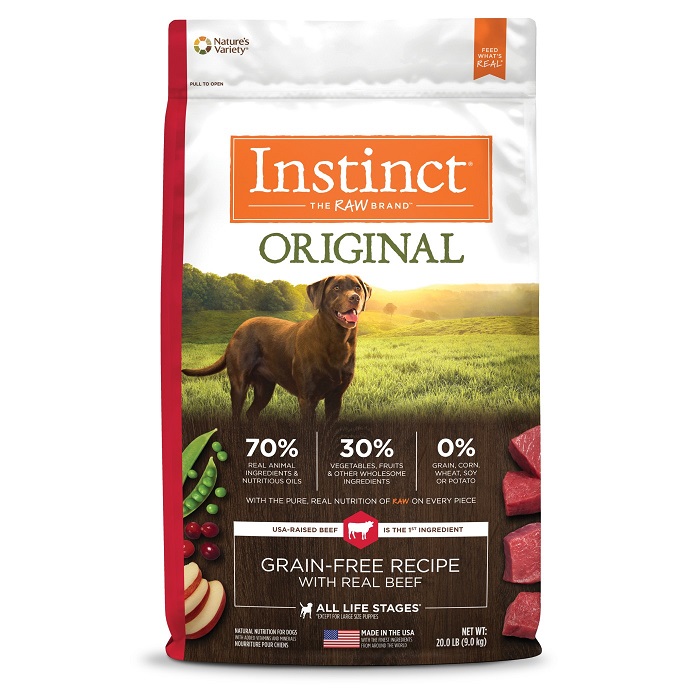 CONCENTRADO PARA PERRO INSTINCT ORIGINAL GRAIN - FREE BEEF 20 LIBRAS