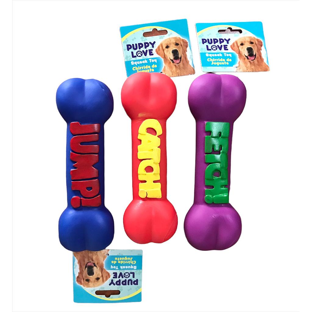 JUGUETE CHIRRIDO HUESO DE HULE VARIOS COLORES PUPPY LOVE