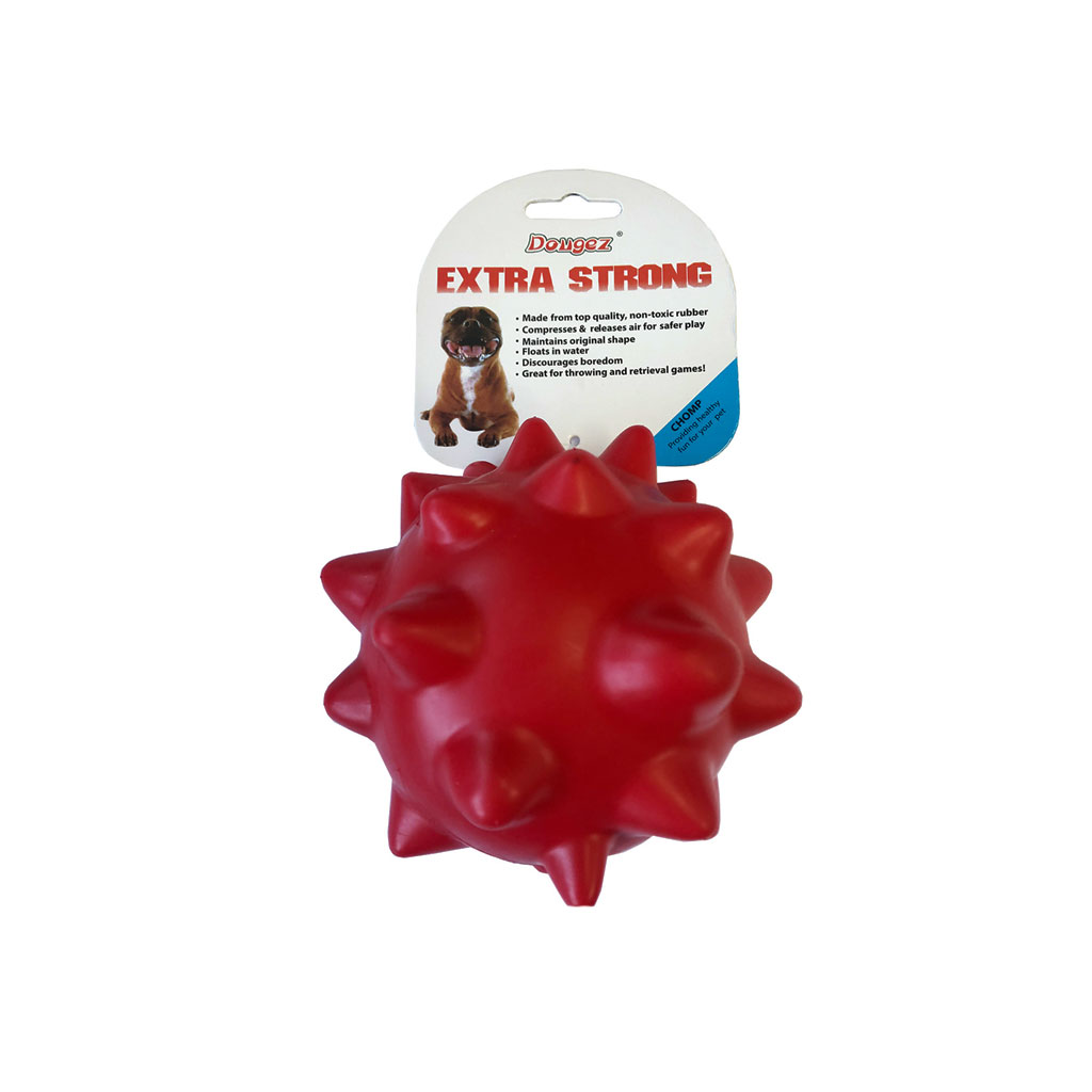 JUGUETE PARA PERRO BOLA PICOS GRANDES ROJA
