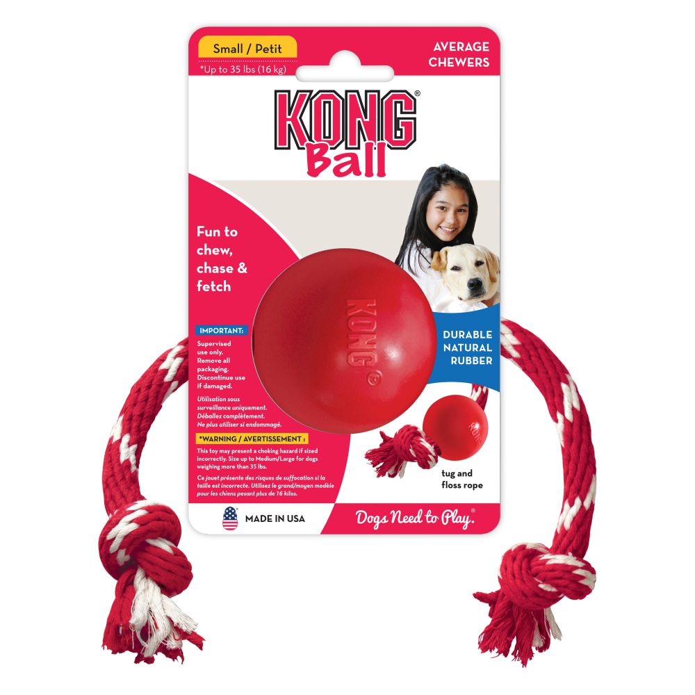 KONG BALL W/ROPE SM