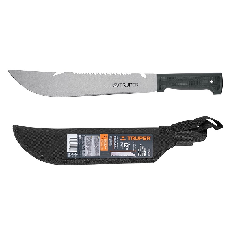 MACHETE RAMBO TRUPER 12 PLG CACHA INYECTADA NEGRA CON FUNDA