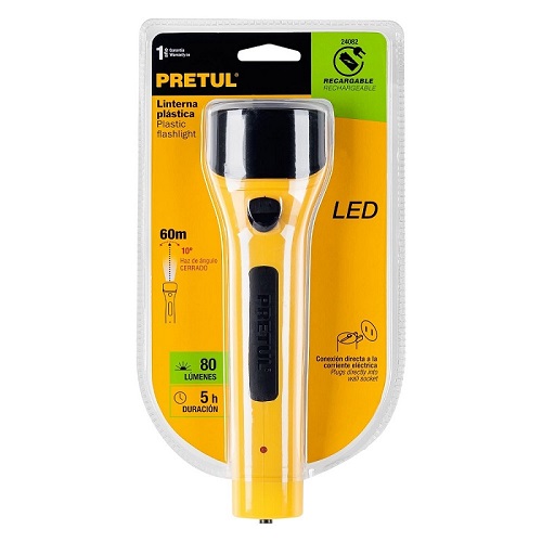 [24082] LINTERNA PRETUL LED RECARGABLE 60M 80 LUMENES