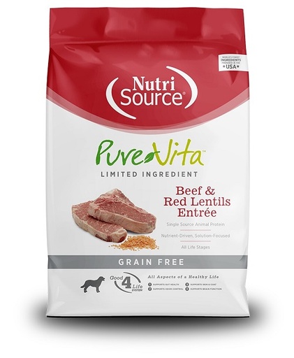 CONCENTRADO PARA PERRO NUTRISOURCE PURE VITA BEEF & RED LENTILS