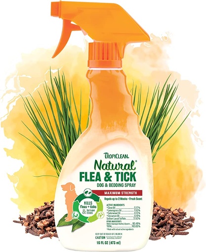 [516002] TROPICLEAN NATURAL FLEA Y TICK DOG AND BEDDING SPRAY 16OZ