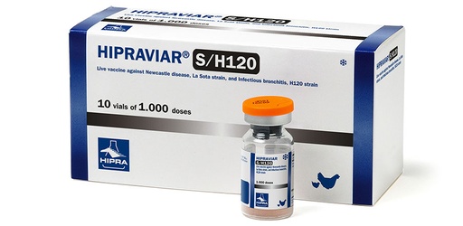 VACUNA DOBLE AVIAR (NEW CASTLE & BRONQUITIS) S/H120 1000 DOSIS (HIPRA)