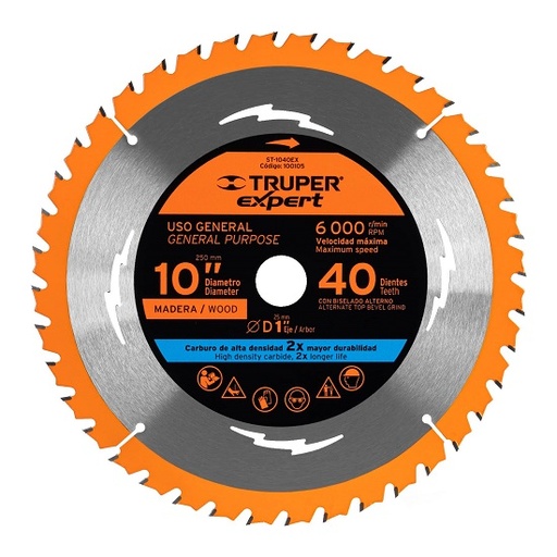 [100105] DISCO SIERRA 10" PARA MADERA 4 DIENTES CENTRO 1 EXPERT