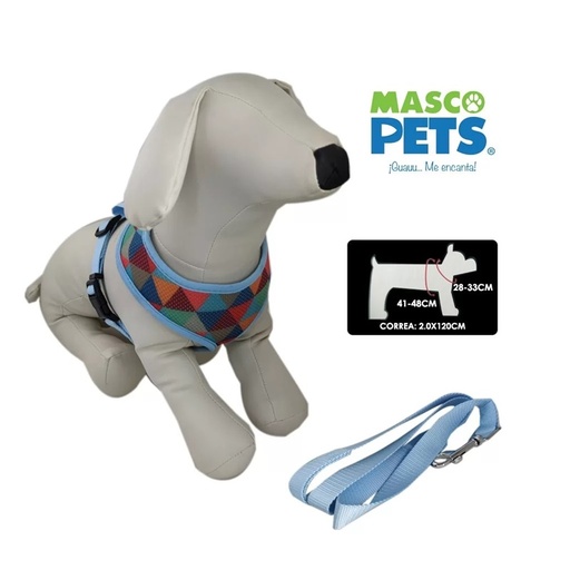 [MP1-10-10226] ARNES Y CORREA PARA PERRO MASCO PETS DISEÑO TRIANGULOS MEDIANO 