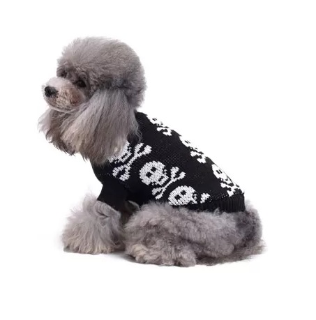 SUETER PARA MASCOTA DISEÑO CALAVERAS COLOR NEGRO