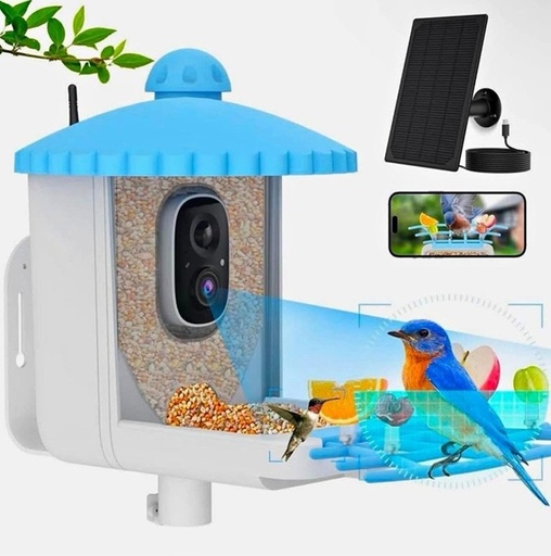 COMEDERO PARA PAJAROS INTELIGENTE CON CAMARA Y PANEL SOLAR