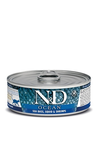 [2024] ALIMENTO HUMEDO PARA GATO EN LATA N&D OCEAN TUNA, SQUID & SHRIMP 70 GR