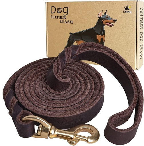 [090063] CORREA DE CUERO PARA PERRO DE 6 PIES  X 1/2" (NEGRO)