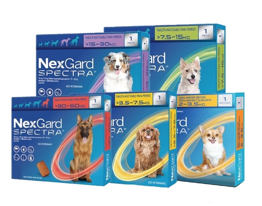 TABLETA MASTICABLE ANTIPULGAS NEXGARD SPECTRA PARA PERRO TRI PACK (3)