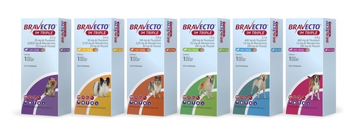 TABLETA MASTICABLE ANTIPULGAS PARA PERRO BRAVECTO 1 MES TRIPLE