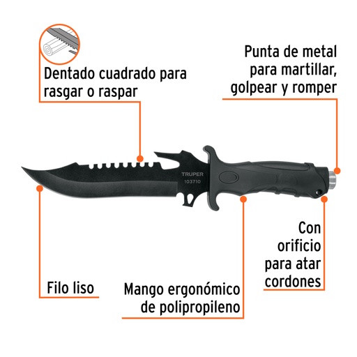 [103710] CUCHILLO TACTICO PARA CAMPISMO DE 7"