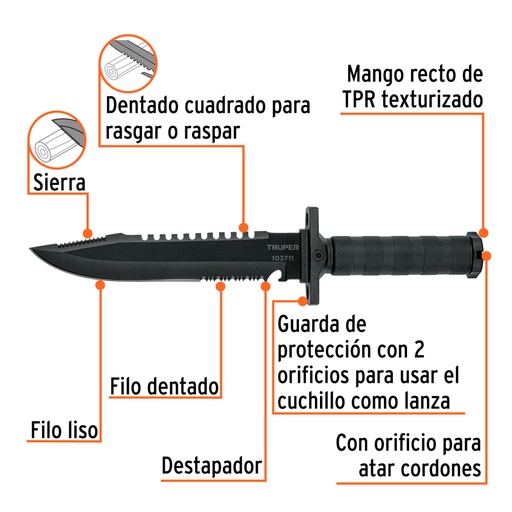 [103711] CUCHILLO TACTICO PARA DE MONTE DE 8"