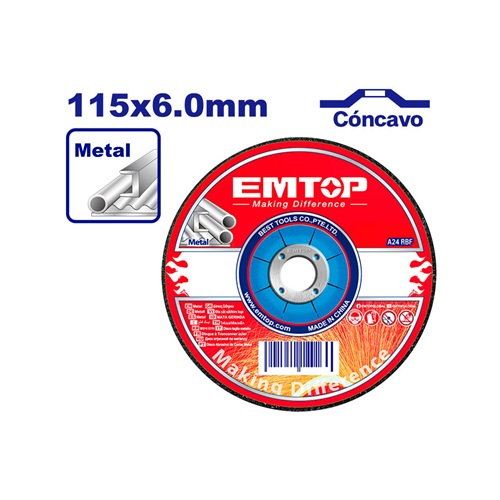 [EACD601151] DISCO ABRASIVO CONCAVO 4-1/2*1/4-7/8 PULGADA EMTOP