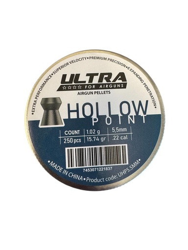 COPAS PARA RIFLE DE VIENTO HOLLOW 5.5 MM x 250 UNIDADES