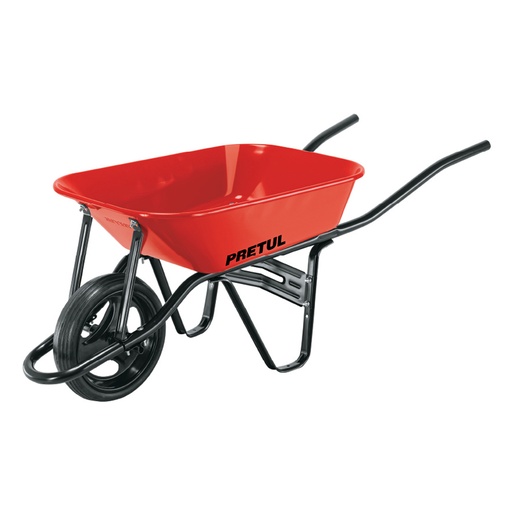 [20661] CARRETILLA PRETUL DE 3.5FT3 ROJA CON LLANTAS SOLIDAS
