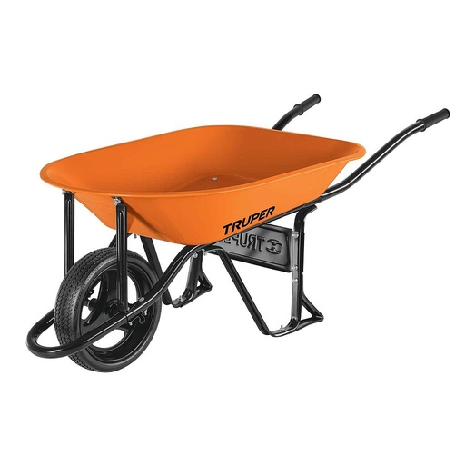 [11740] CARRETILLA TRUPER DE 4.5 FT3 CON LLANTA NEUMATICA REFORZADA CONCHA NARANJA