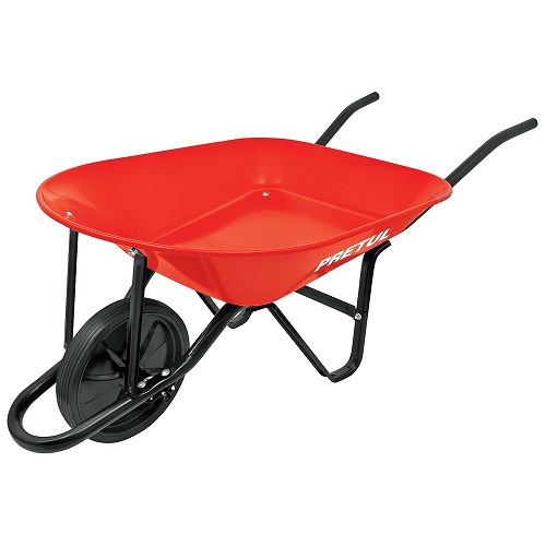 [25057] CARRETILLA PRETUL DE 4.5 FT3 CON LLANTA SOLIDA CONCHA ROJA