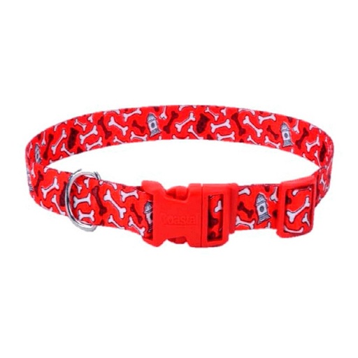 COLLAR PARA MASCOTA DISEÑO HUESO ROJO/BLANCO COASTAL 