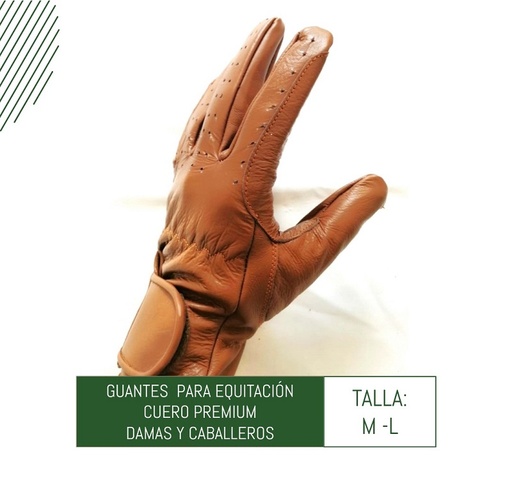 [HI-213-1] GUANTES PARA EQUITACION DE CUERO CAFE PAR