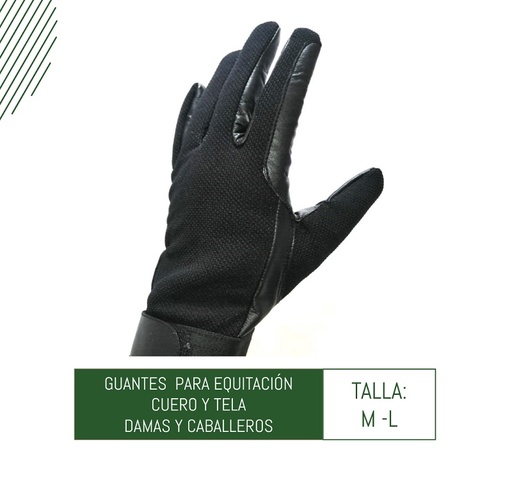 [HI-213-2A] GUANTES PARA EQUITACION SINTETICO Y CUERO PAR