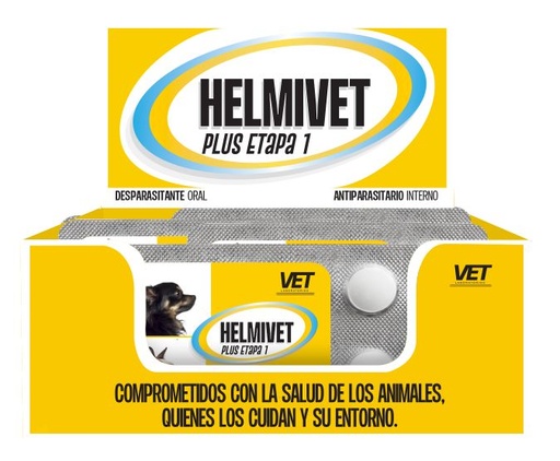 [VET020201] DESPARASITANTE HELMIVET PLUS ETAPA 1 BLISTER DE 2 TABLETAS