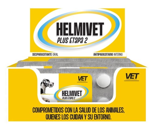 [VET020301] DESPARASITANTE HELMIVET PLUS ETAPA 2 BLISTER DE 2 TABLETAS