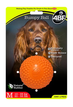JUGUETE PARA PERRO 4BF NATURAL RUBBER BUMPY BALL MEDIUM
